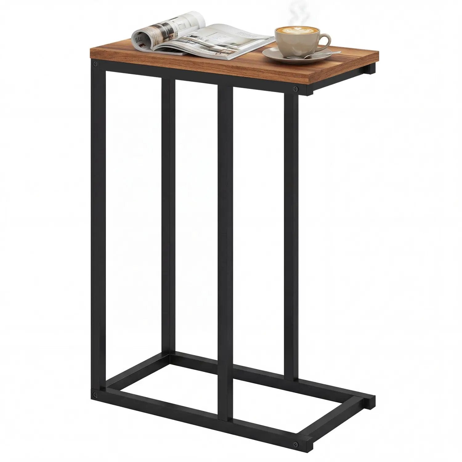 C-Shaped End Table Small Side Table with Sturdy Metal Frame by DirectDeals