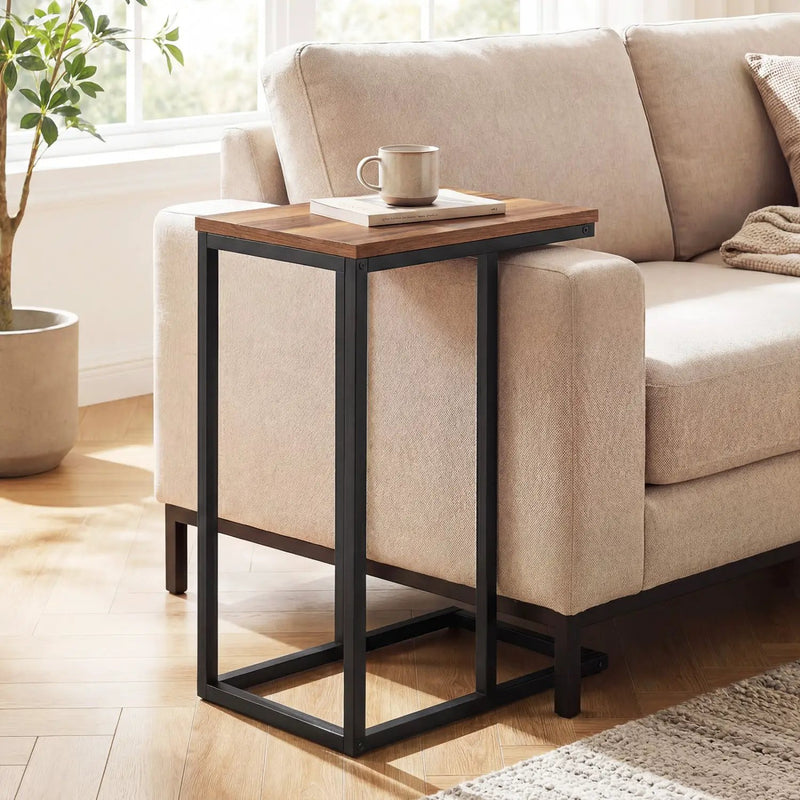 C-Shaped End Table Small Side Table with Sturdy Metal Frame by DirectDeals