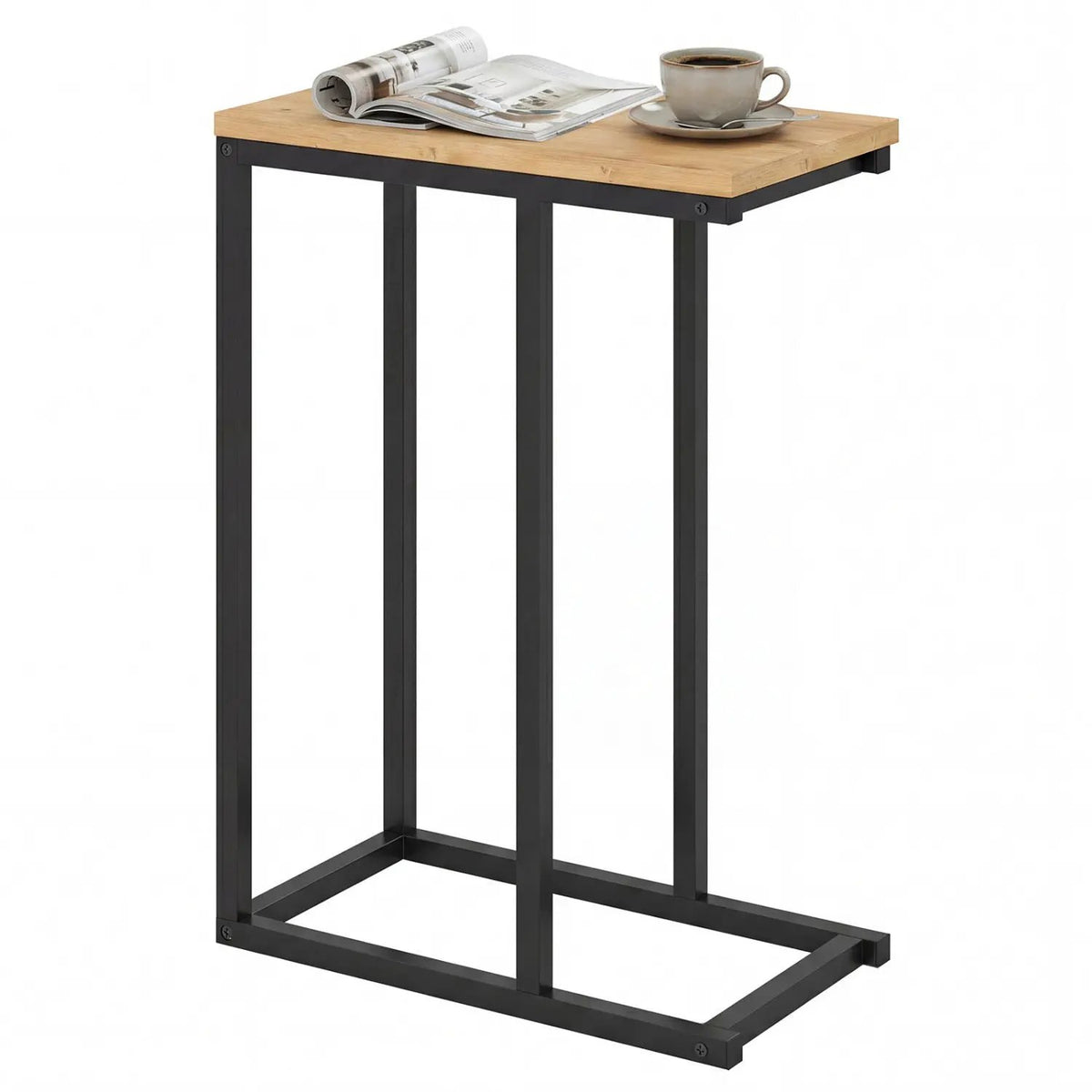 C-Shaped End Table Small Side Table with Sturdy Metal Frame, photo 5 of 16