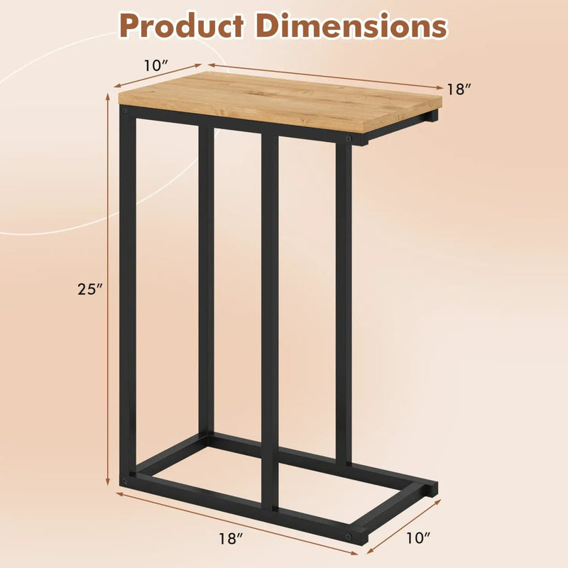 C-Shaped End Table Small Side Table with Sturdy Metal Frame by DirectDeals
