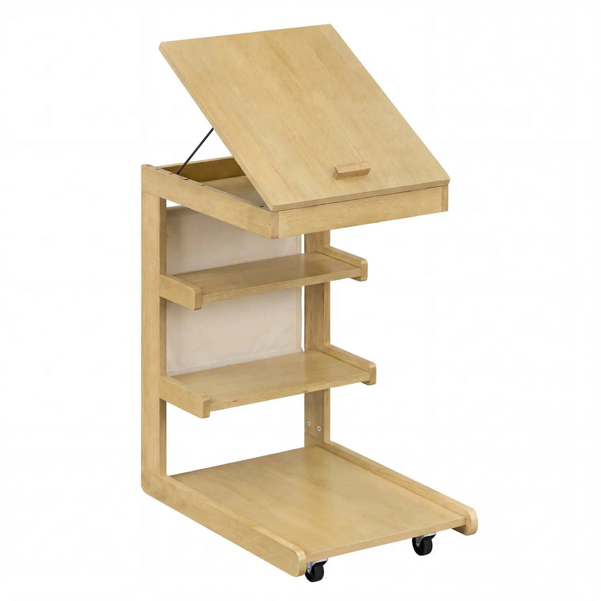 C-shaped End Table with Wheels and Adjustable Desktop for Sofa Couch Bedside, photo 7 of 24