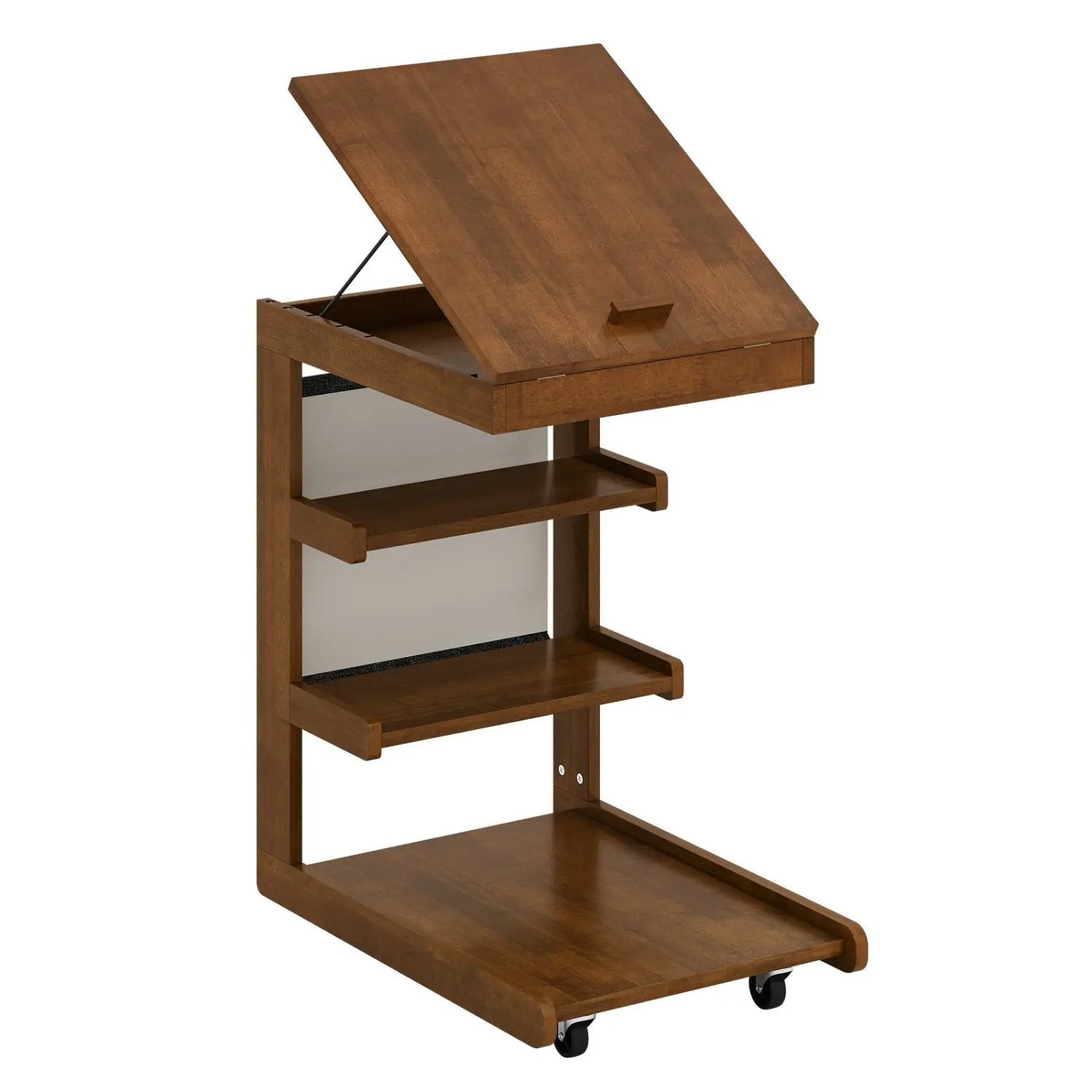 C-shaped End Table with Wheels and Adjustable Desktop for Sofa Couch Bedside by DirectDeals