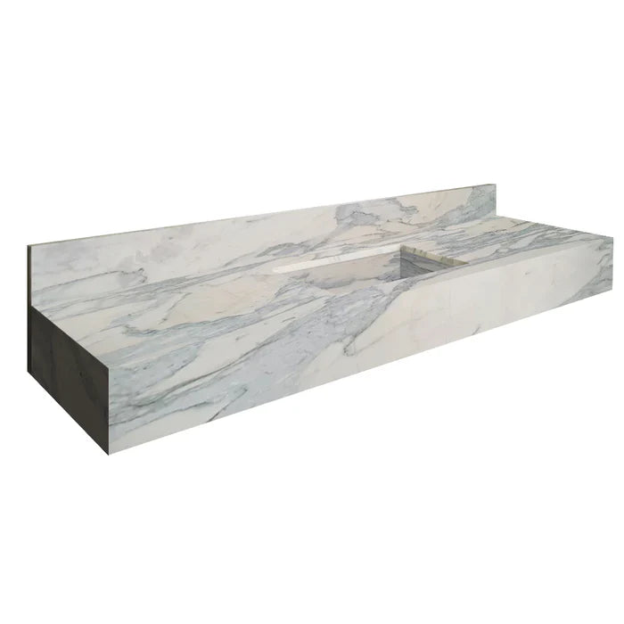 Calacatta Olivia Marble Sink Wall-mount Bathroom Sink with 8" Backsplash (W)16" (L)60" (H)8" by GobekDesign