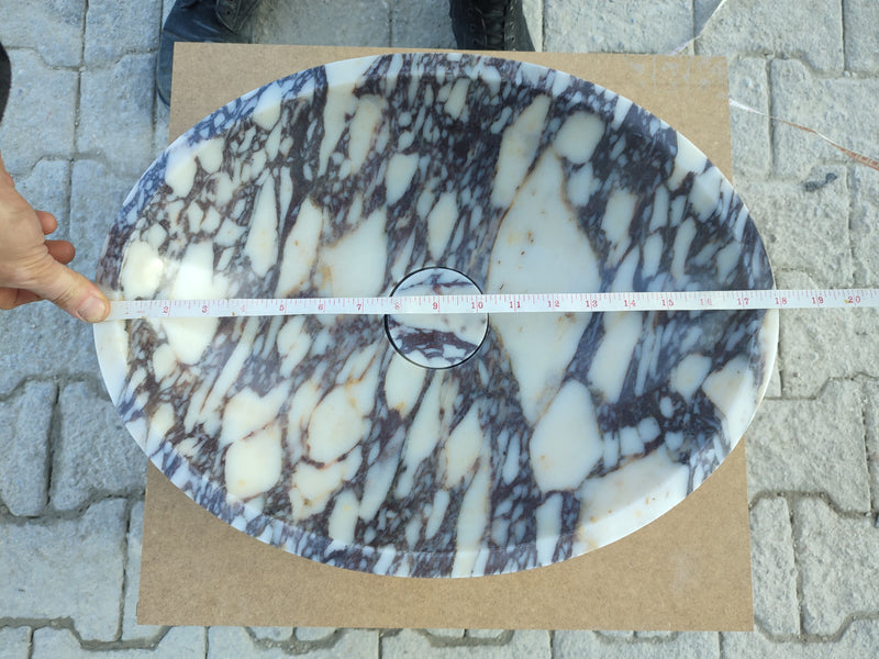Calacatta Viola Marble Oval Shape Above Vanity Bathroom Sink (W)14" (L)18" (H)5" by GobekDesign