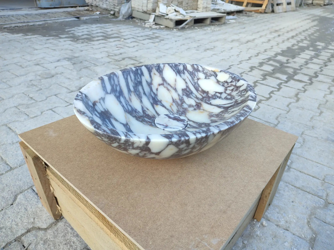 Calacatta Viola Marble Oval Above Vanity Bathroom Sink 14x18x5 by GobekDesign