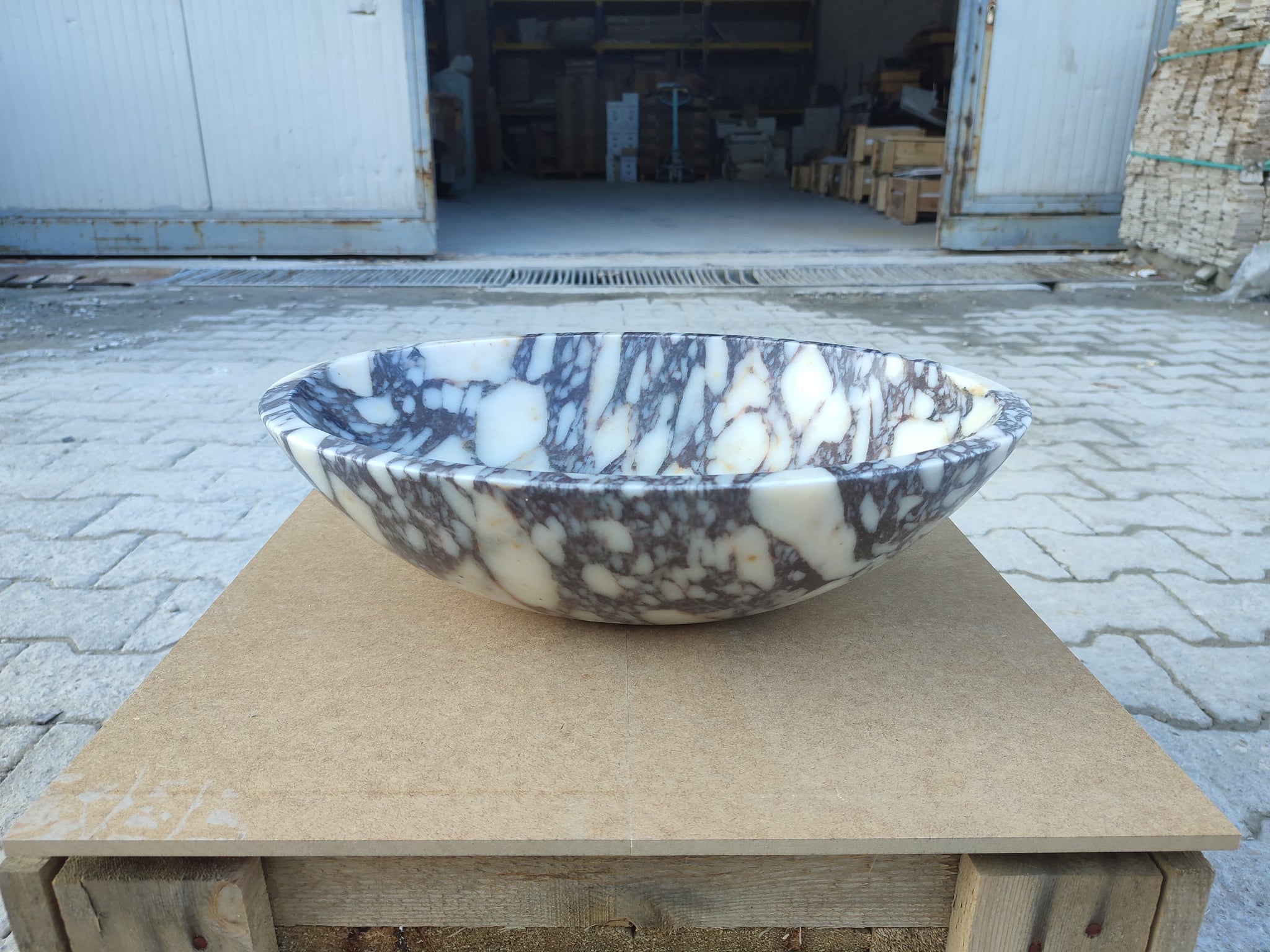 Calacatta Viola Marble Oval Shape Above Vanity Bathroom Sink (W)14" (L)18" (H)5" by GobekDesign