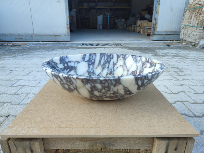 Calacatta Viola Marble Oval Shape Above Vanity Bathroom Sink (W)14" (L)18" (H)5" by GobekDesign