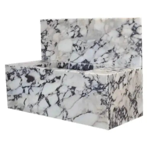 Calacatta Viola Marble Wall-mount Bathroom Sink 16x32 with Backsplash by GobekDesign