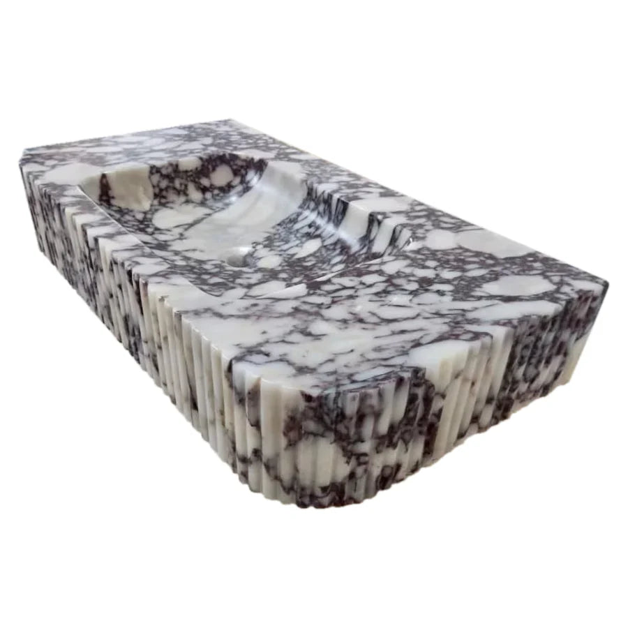 Calacatta Viola Marble Wall-mount Bathroom Vanity Ribbed Textured Front (W)18" (L)32" (H)6" by GobekDesign