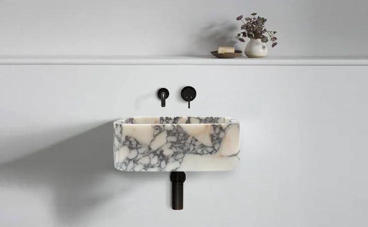 Calacatta Viola Marble Rectangular Wall Mounted Sink 12x18x7 by GobekDesign