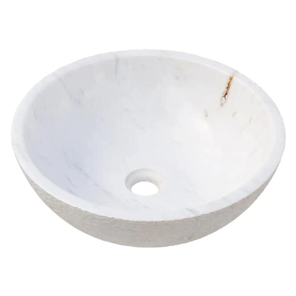 Calacatta White Marble Vessel Sink Bowl - Polished Interior 16x5 by GobekDesign
