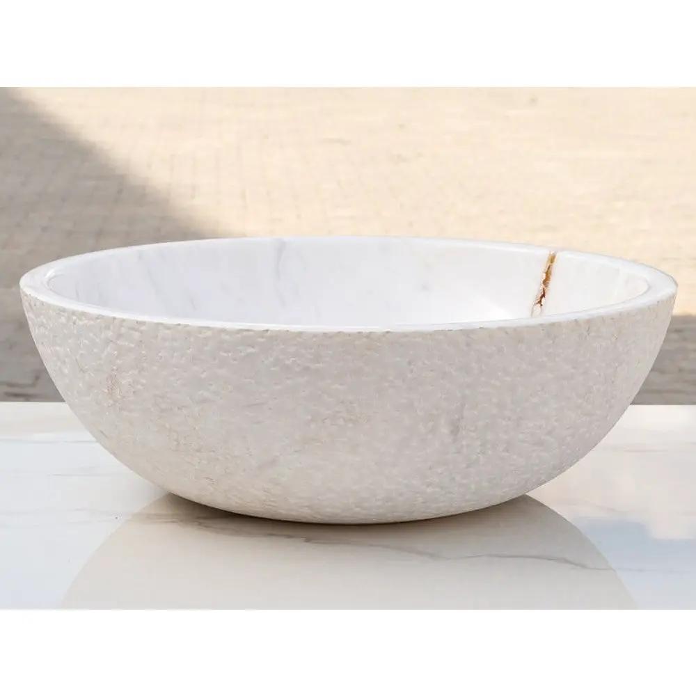Calacatta White Marble Vessel Sink Bowl - Polished Interior 16x5 by GobekDesign