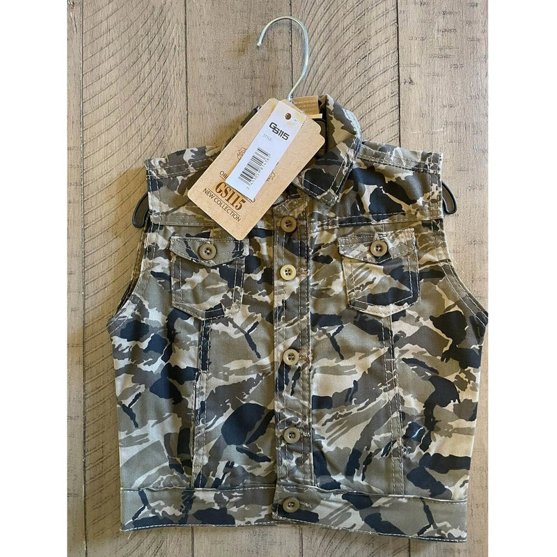 ORIGINAL BRAND GS115 NEW COLLECTION TODDLERS SLEEVELESS CAMO JACKET SIZE 4T by Selzalot