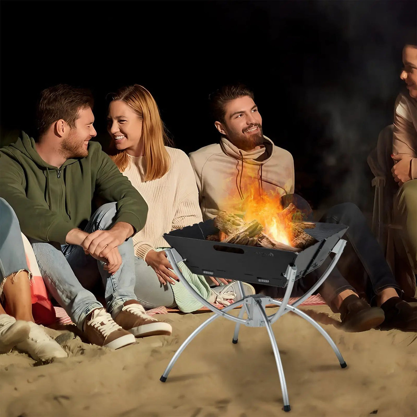 3-in-1 Camping Campfire Grill with Stainless Steel Grills Carrying Bag & Gloves by DirectDeals