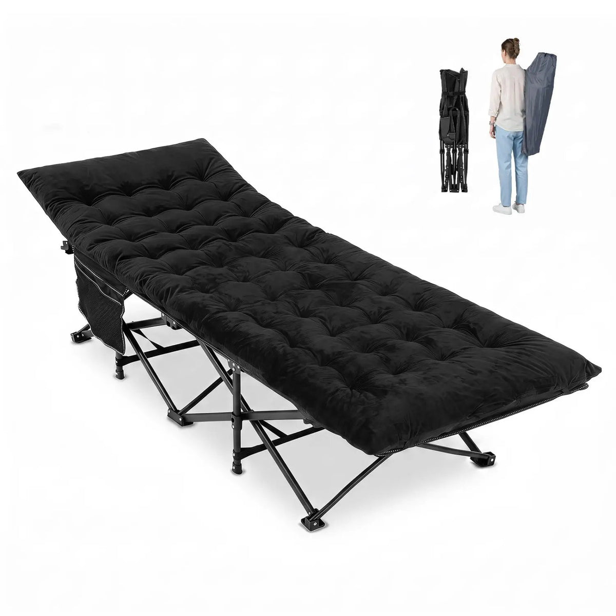 Camping Cot for Adults with Padded Mat and Carrying Bag by DirectDeals