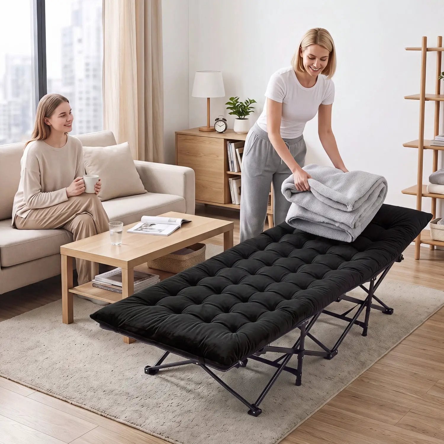 Camping Cot for Adults with Padded Mat and Carrying Bag by DirectDeals