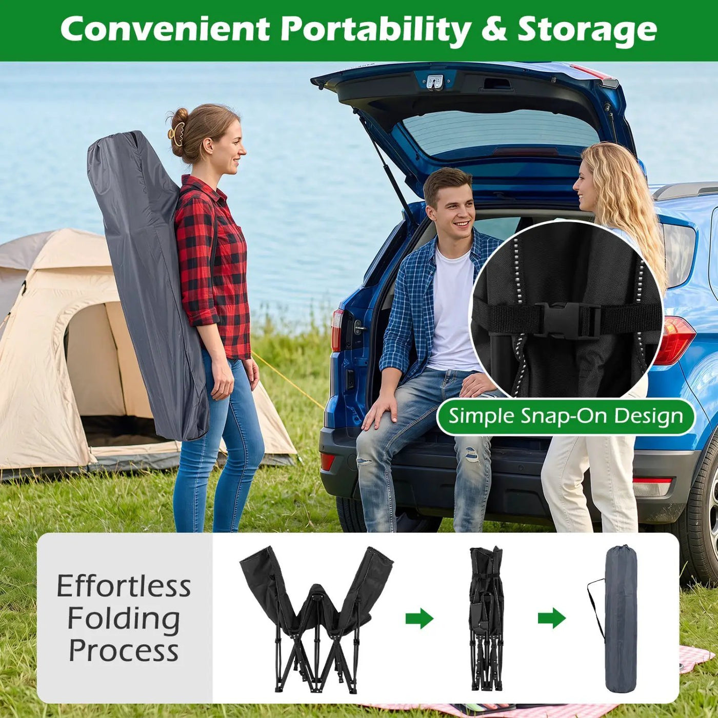 Camping Cot for Adults with Padded Mat and Carrying Bag by DirectDeals
