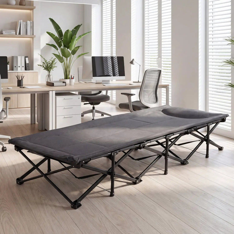 Camping Cot with Padded Pillow and Storage Pouch - Gray by DirectDeals