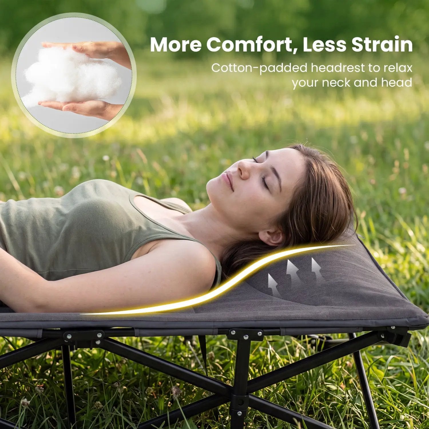 Camping Cot with Padded Pillow and Storage Pouch - Gray by DirectDeals