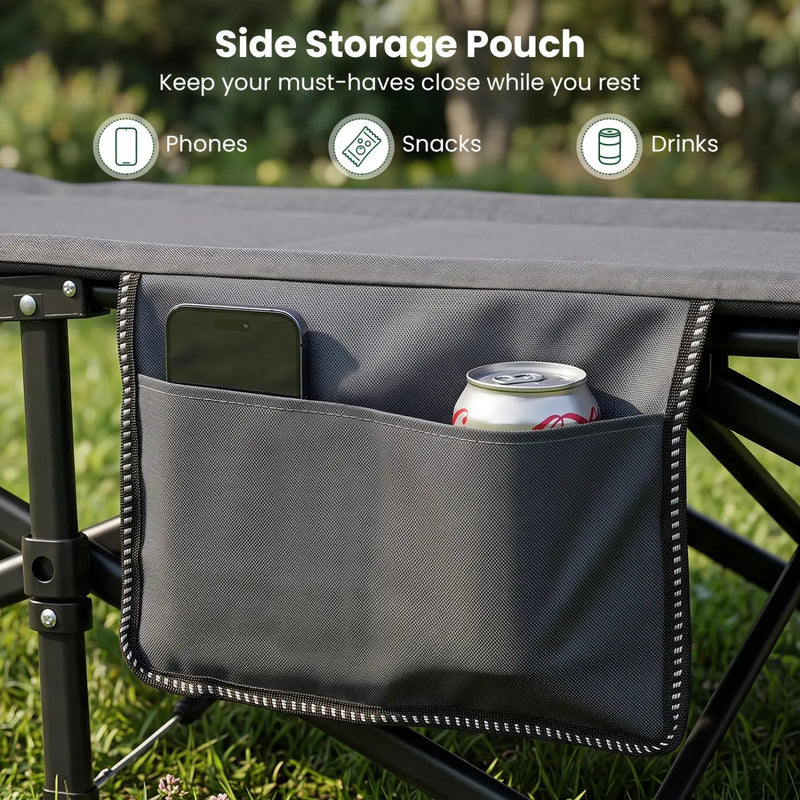 Camping Cot with Padded Pillow and Storage Pouch - Gray by DirectDeals