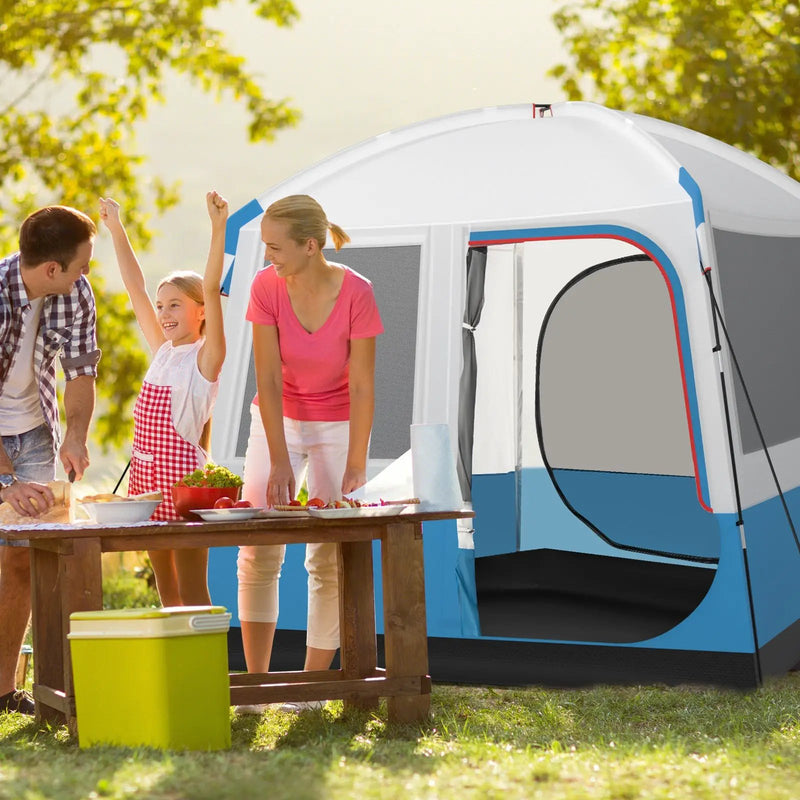 5 Person Camping Tent with Mesh Windows and Carrying Bag for Camping Hiking Traveling-White by DirectDeals