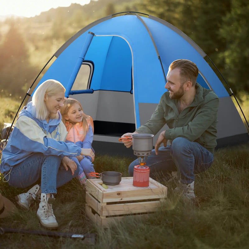3 Person Outdoor Camping Tent with Removable Floor Mat for Camping Hiking Traveling-Blue by DirectDeals