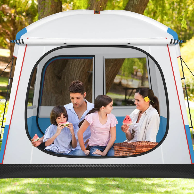 5 Person Camping Tent with Mesh Windows and Carrying Bag for Camping Hiking Traveling-White by DirectDeals