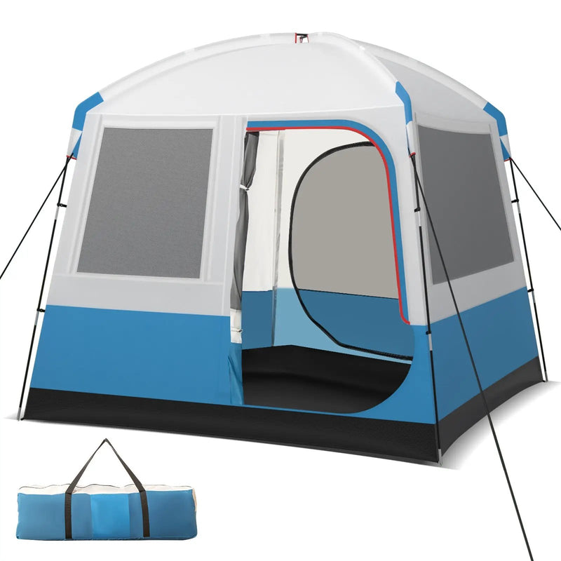 5 Person Camping Tent with Mesh Windows and Carrying Bag for Camping Hiking Traveling-White by DirectDeals