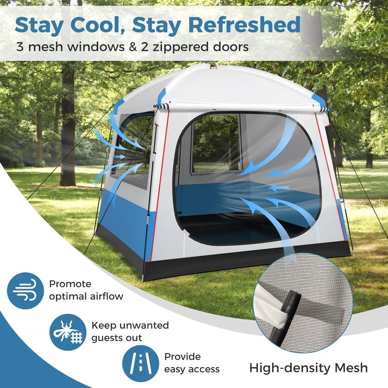 5 Person Camping Tent with Mesh Windows and Carrying Bag for Camping Hiking Traveling-White by DirectDeals