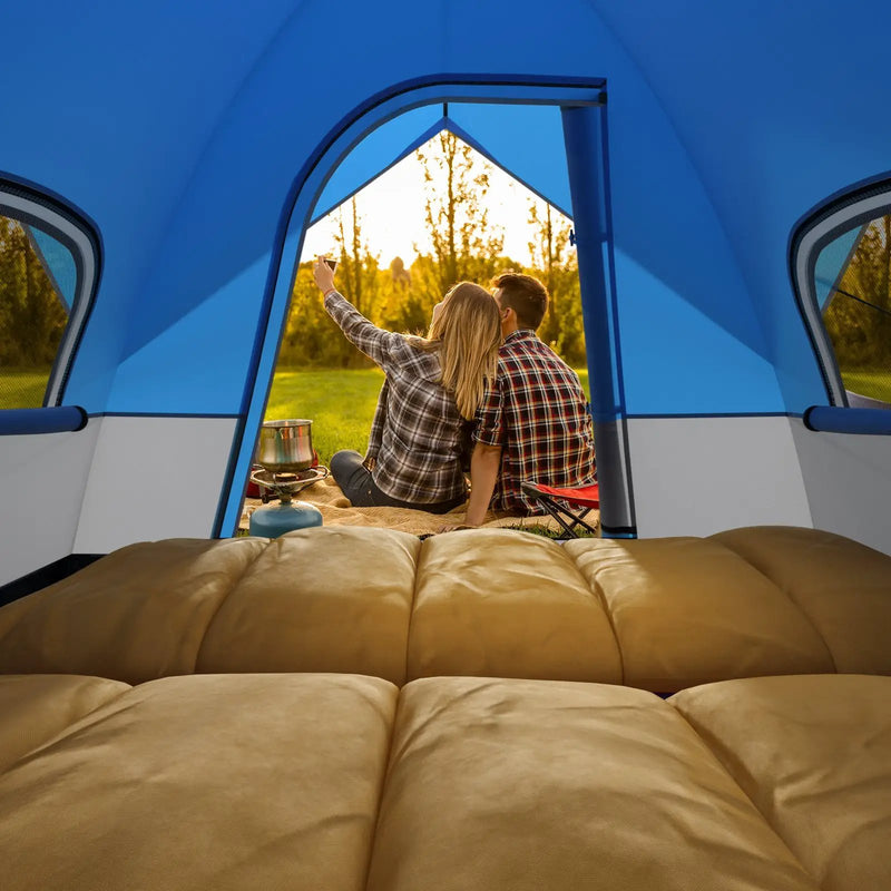 3 Person Outdoor Camping Tent with Removable Floor Mat for Camping Hiking Traveling-Blue by DirectDeals