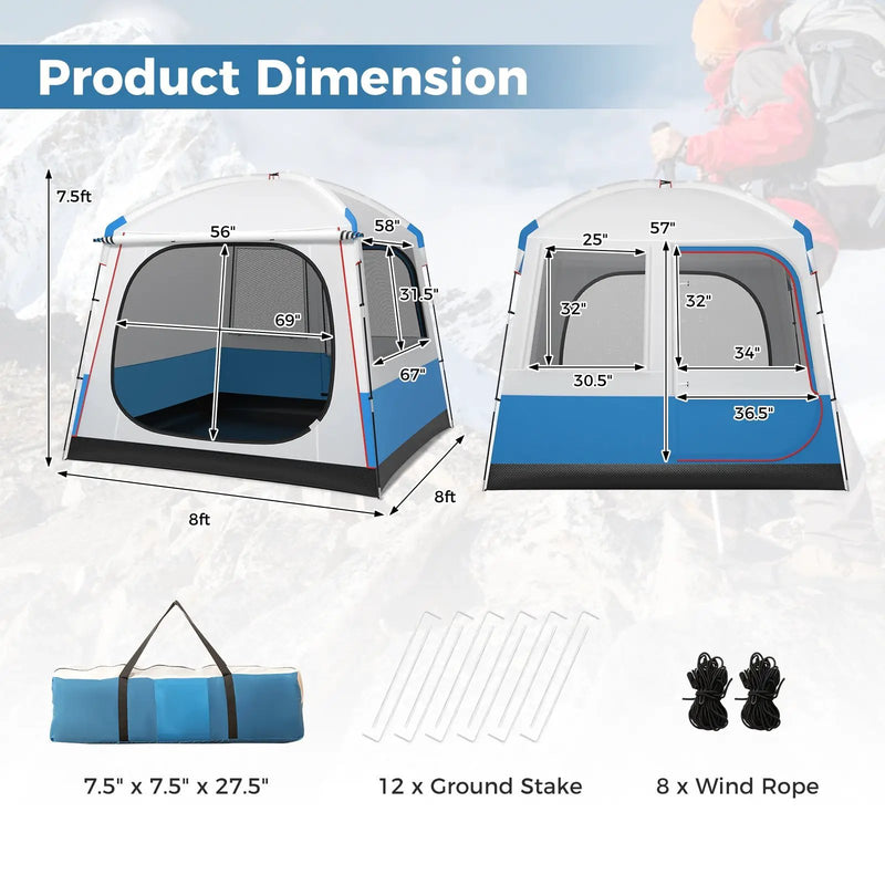 5 Person Camping Tent with Mesh Windows and Carrying Bag for Camping Hiking Traveling-White by DirectDeals