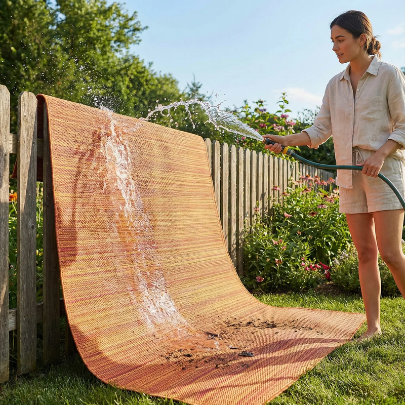Cancun - Terracotta Outdoor Rug for Patio by Fab Habitat