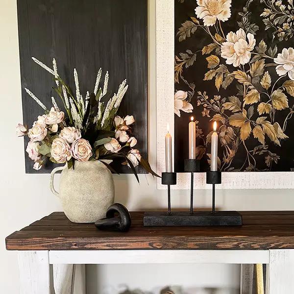 Distressed Black Metal Candle Holder by Decor Steals