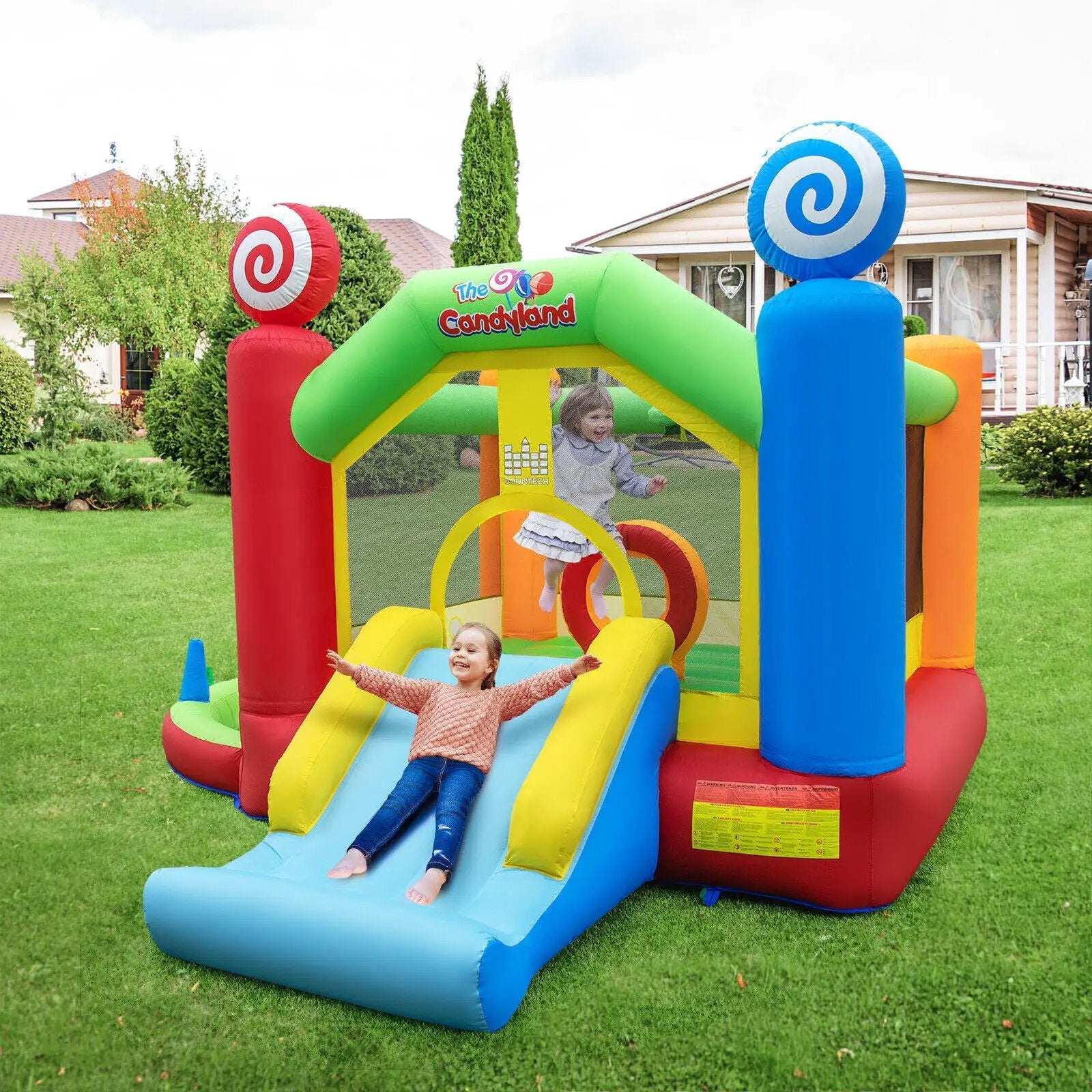 Candy Land Theme Kids Inflatable Bounce House with 735W Air Blower by DirectDeals