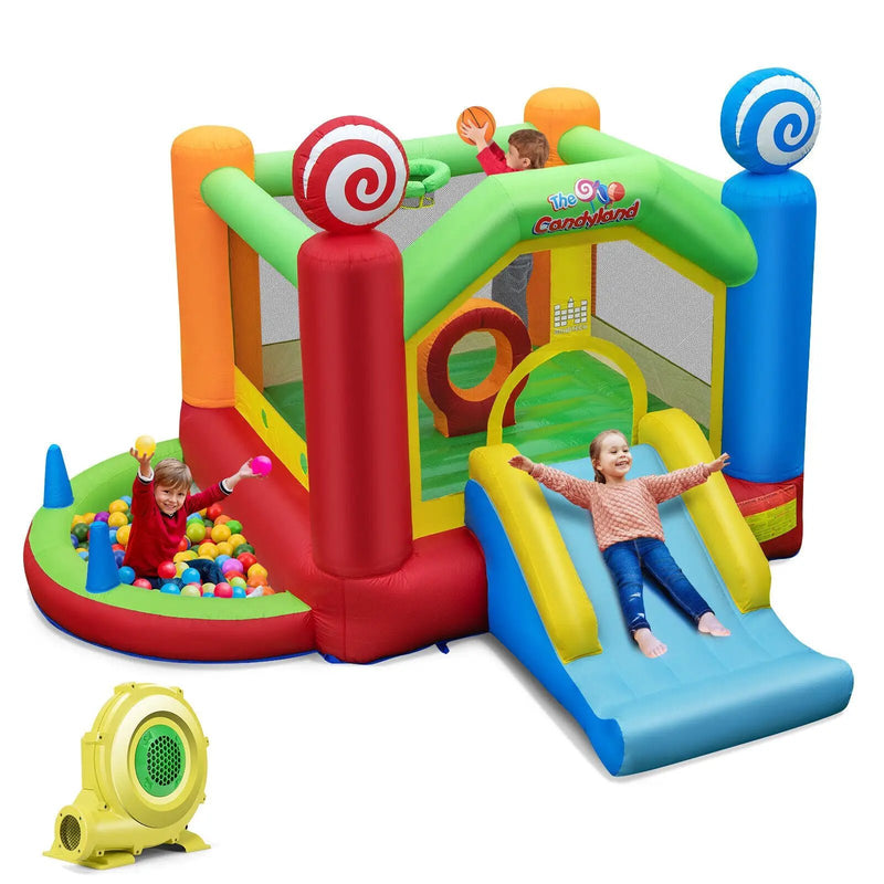 Candy Land Theme Kids Inflatable Bounce House with 735W Air Blower by DirectDeals