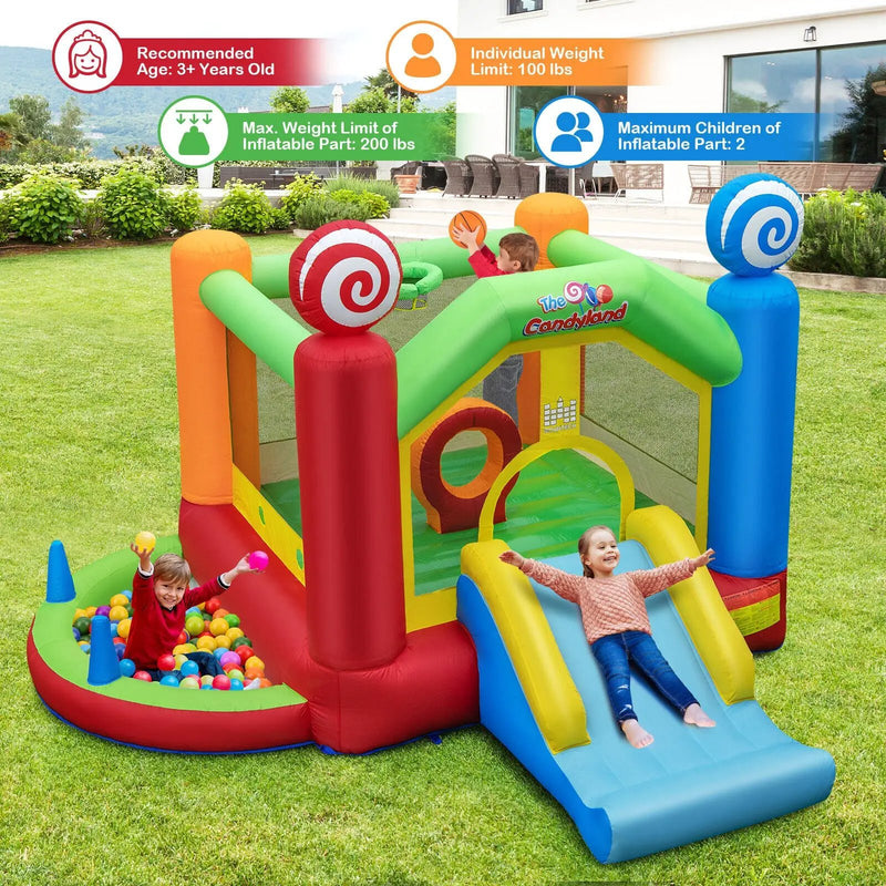 Candy Land Theme Kids Inflatable Bounce House with 735W Air Blower by DirectDeals