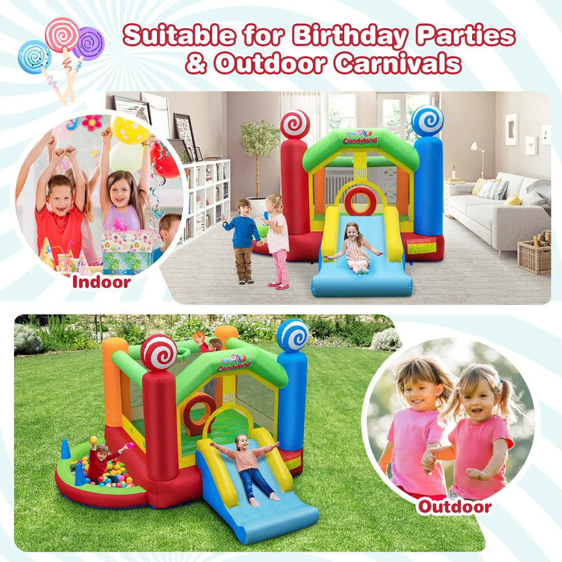 Candy Land Theme Kids Inflatable Bounce House with 735W Air Blower by DirectDeals