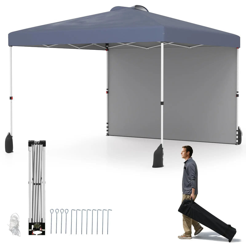 10 X 10 FT Pop up Canopy Tent with 1 Sidewall and Wheeled Bag by DirectDeals