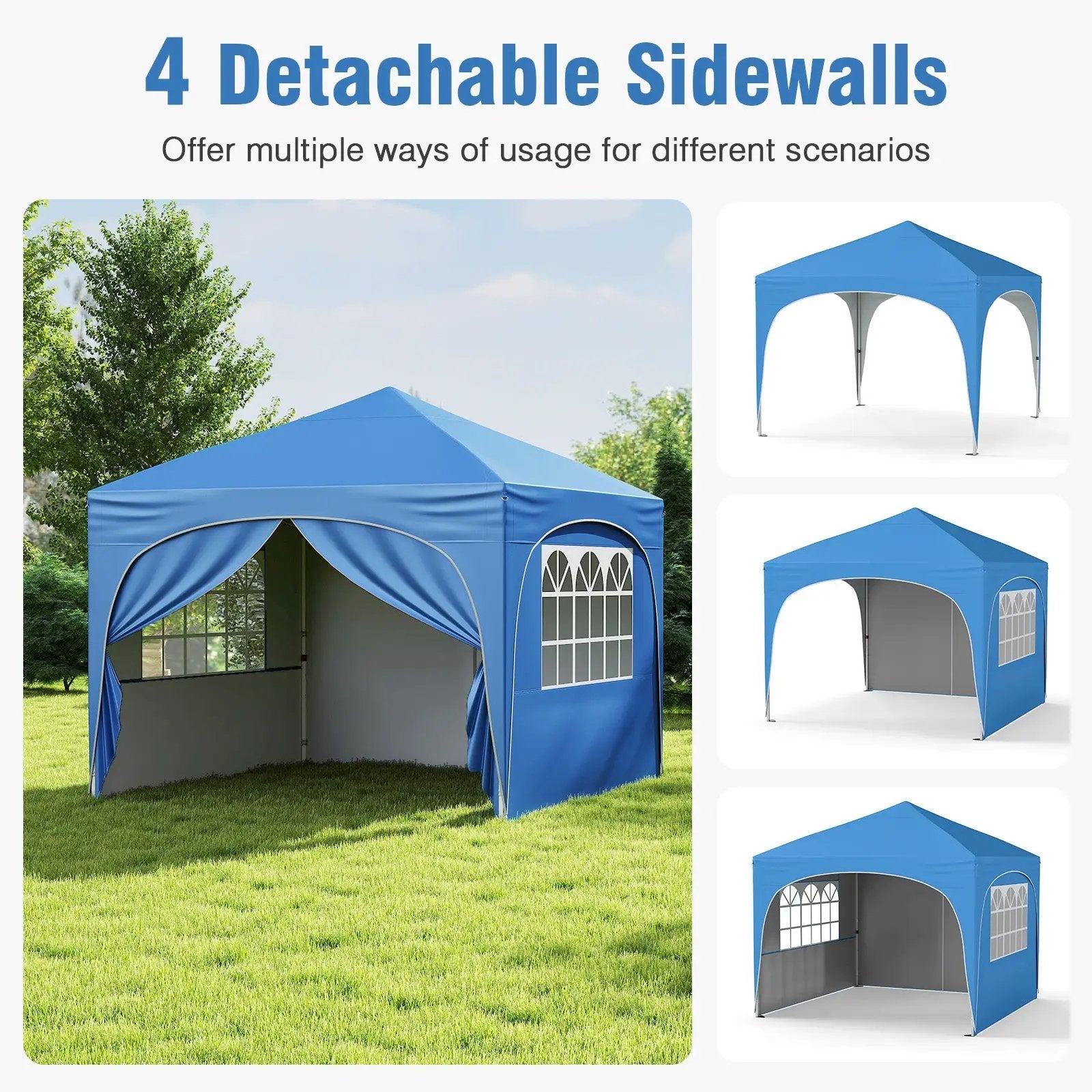10 X 10 FT Pop up Canopy Tent with 4 Removable Sidewall by DirectDeals