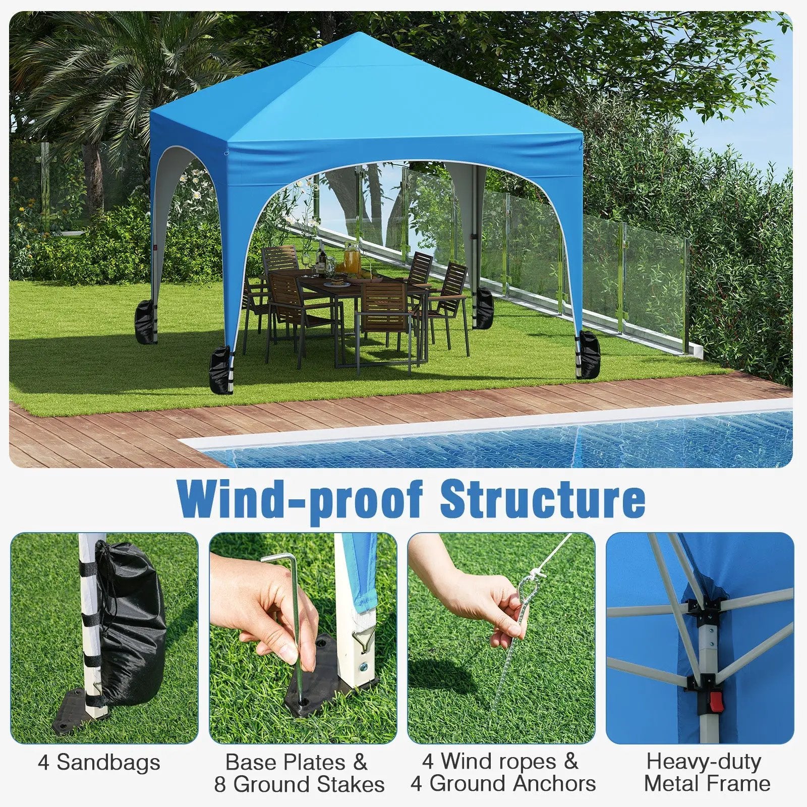 10 X 10 FT Pop up Canopy Tent with 4 Removable Sidewall by DirectDeals