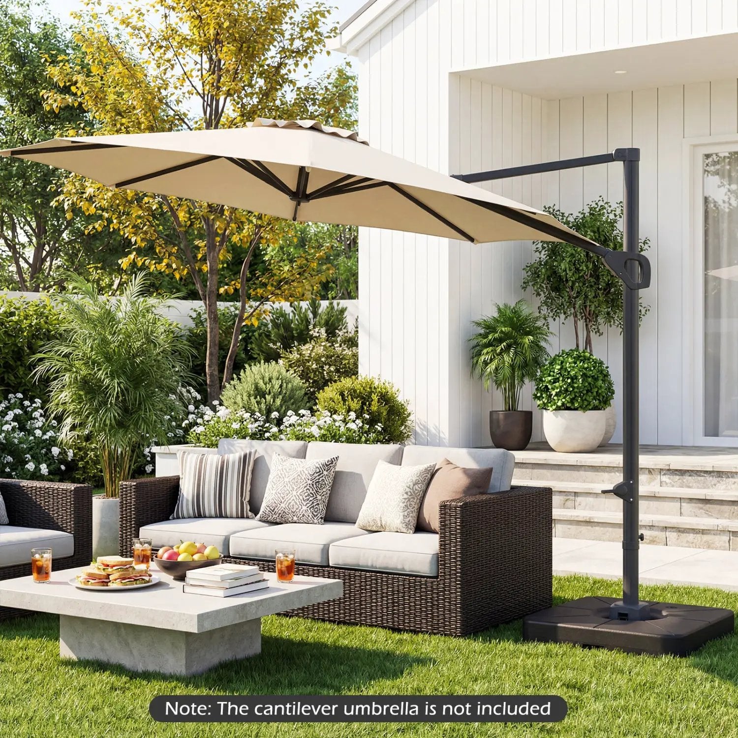 Cantilever Patio Umbrella Base 220 LBS Water and Sand Fillable Weighted Stand by DirectDeals