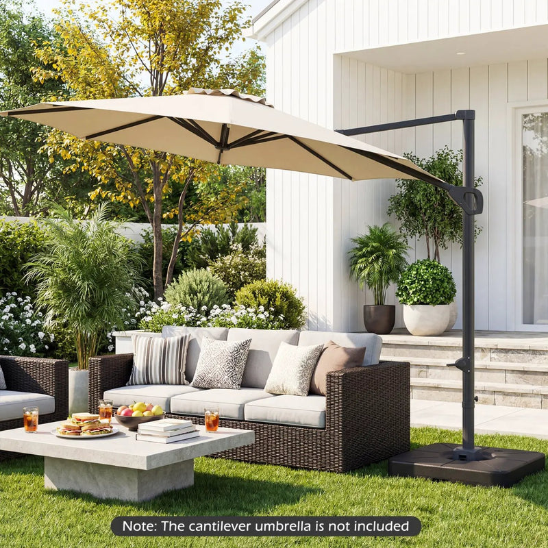 Cantilever Patio Umbrella Base 220 LBS Water and Sand Fillable Weighted Stand by DirectDeals