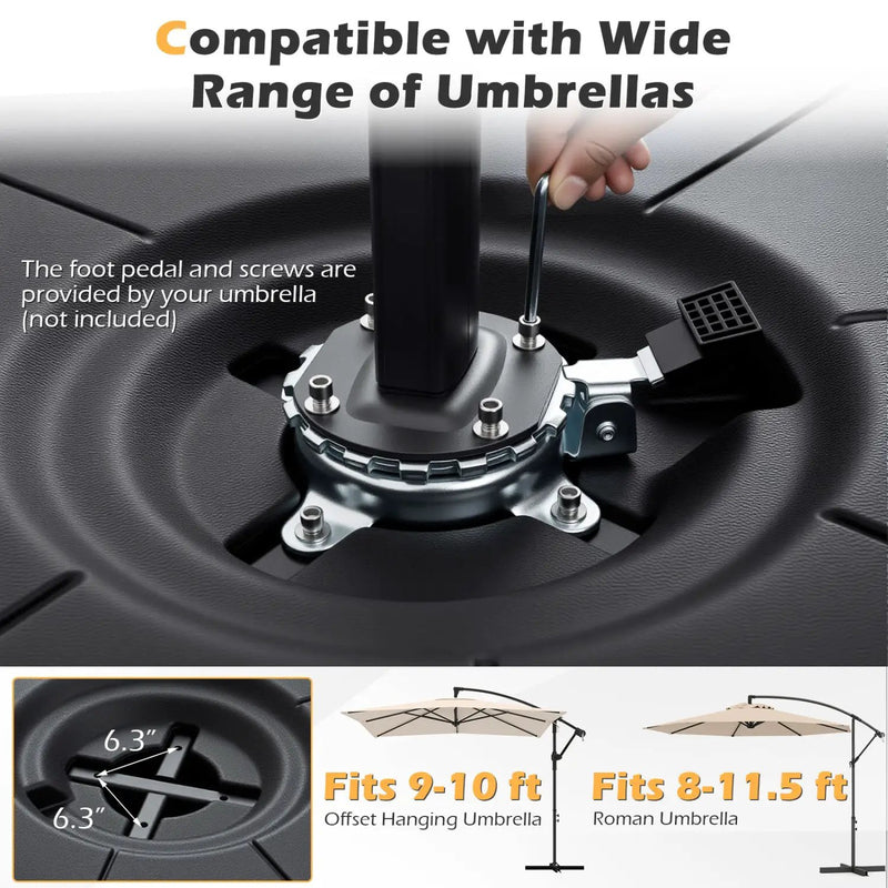 Cantilever Patio Umbrella Base 220 LBS Water and Sand Fillable Weighted Stand by DirectDeals