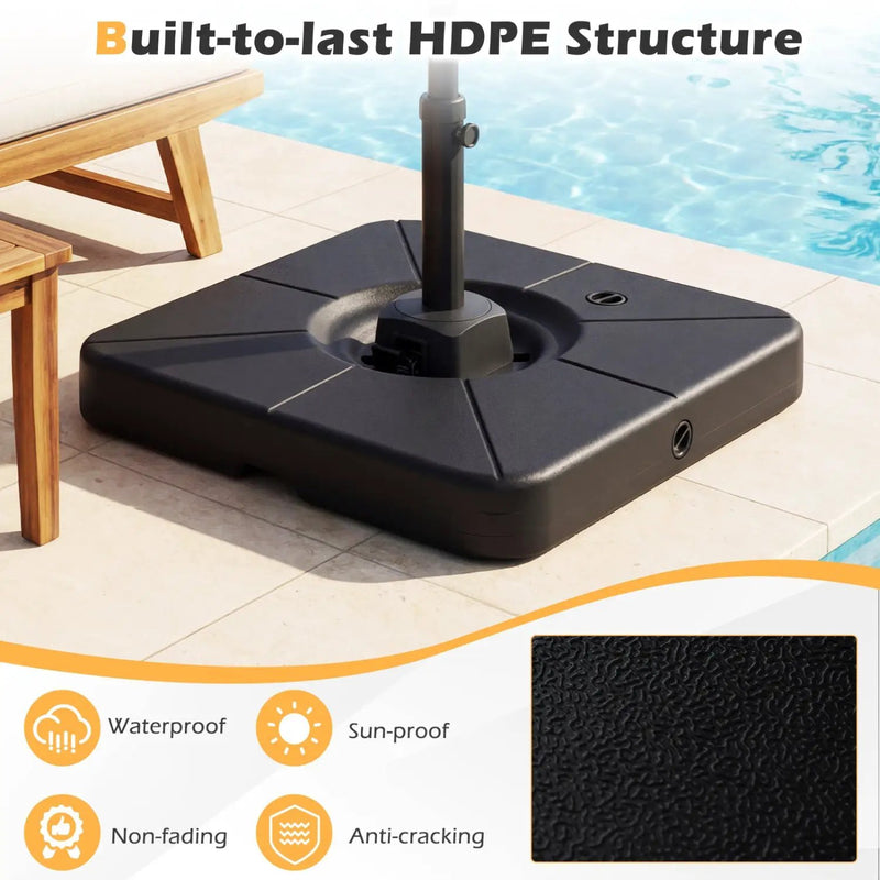 Cantilever Patio Umbrella Base 220 LBS Water and Sand Fillable Weighted Stand by DirectDeals