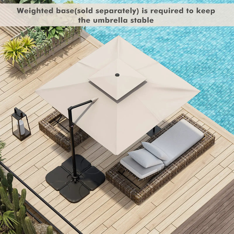 9.5 Feet Cantilever Patio Umbrella with 360° Rotation and Double Top by DirectDeals