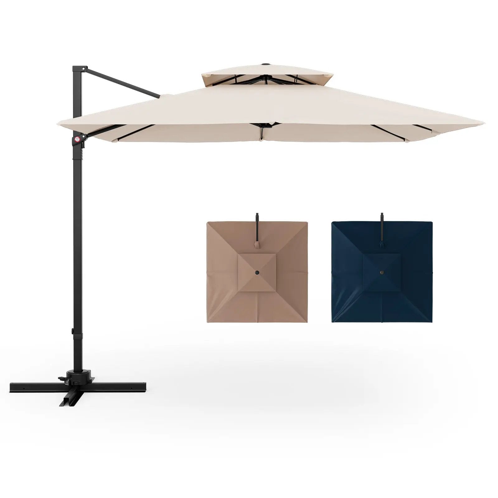 9.5 Feet Cantilever Patio Umbrella with 360° Rotation and Double Top by DirectDeals