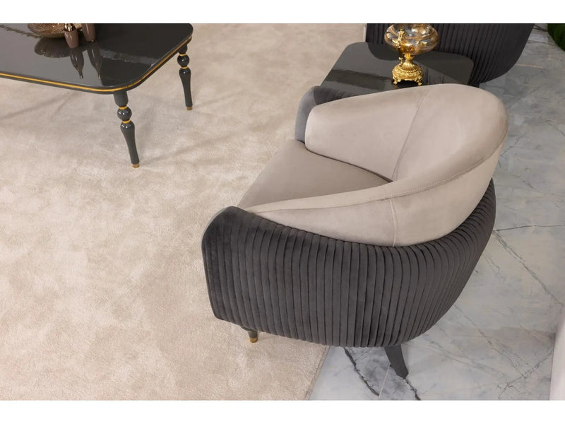 Capella Beige/Gray Living Room Set by Ornate Furniture