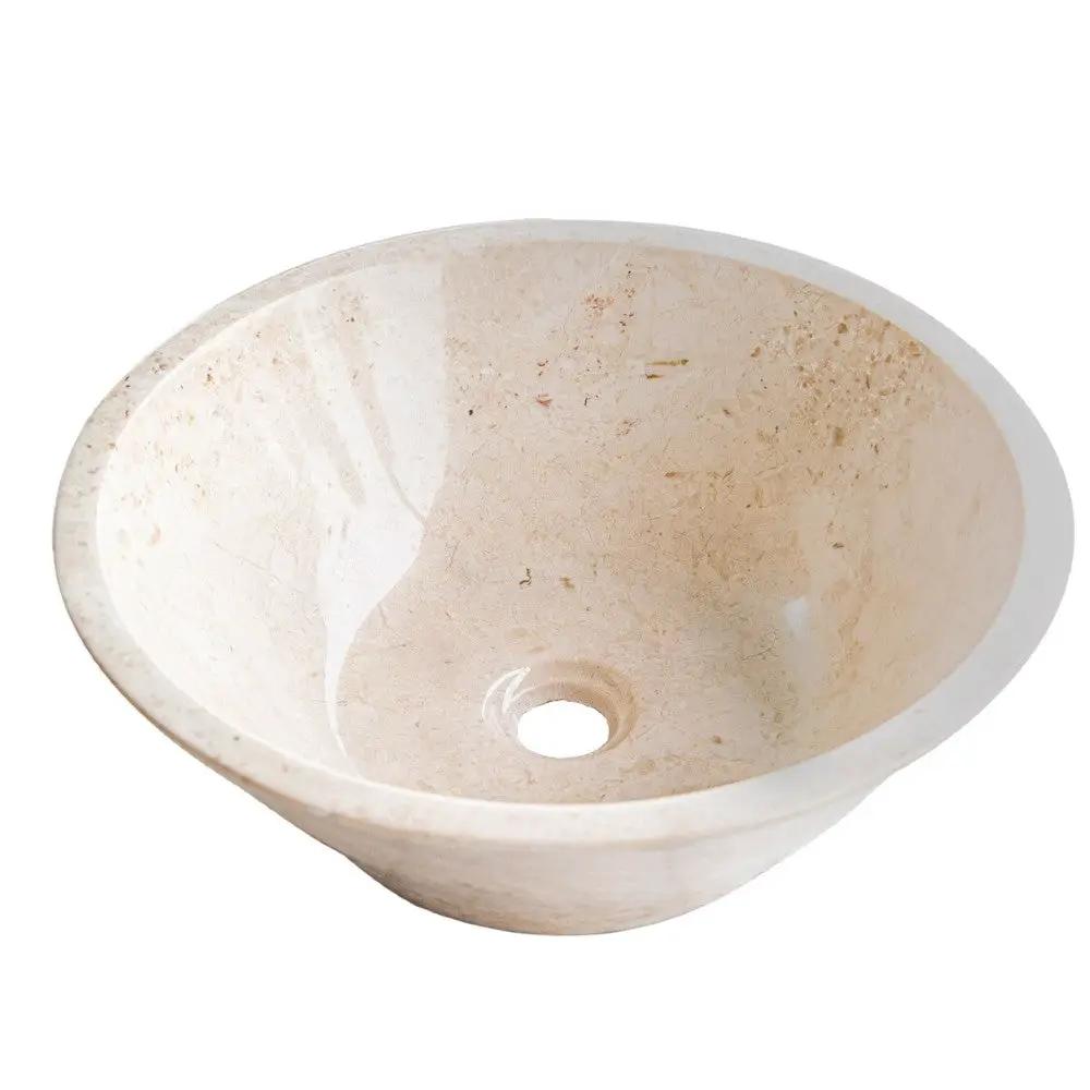 Cappuccino Beige Marble V-Shape Vessel Sink Polished Finish 16x6 by GobekDesign