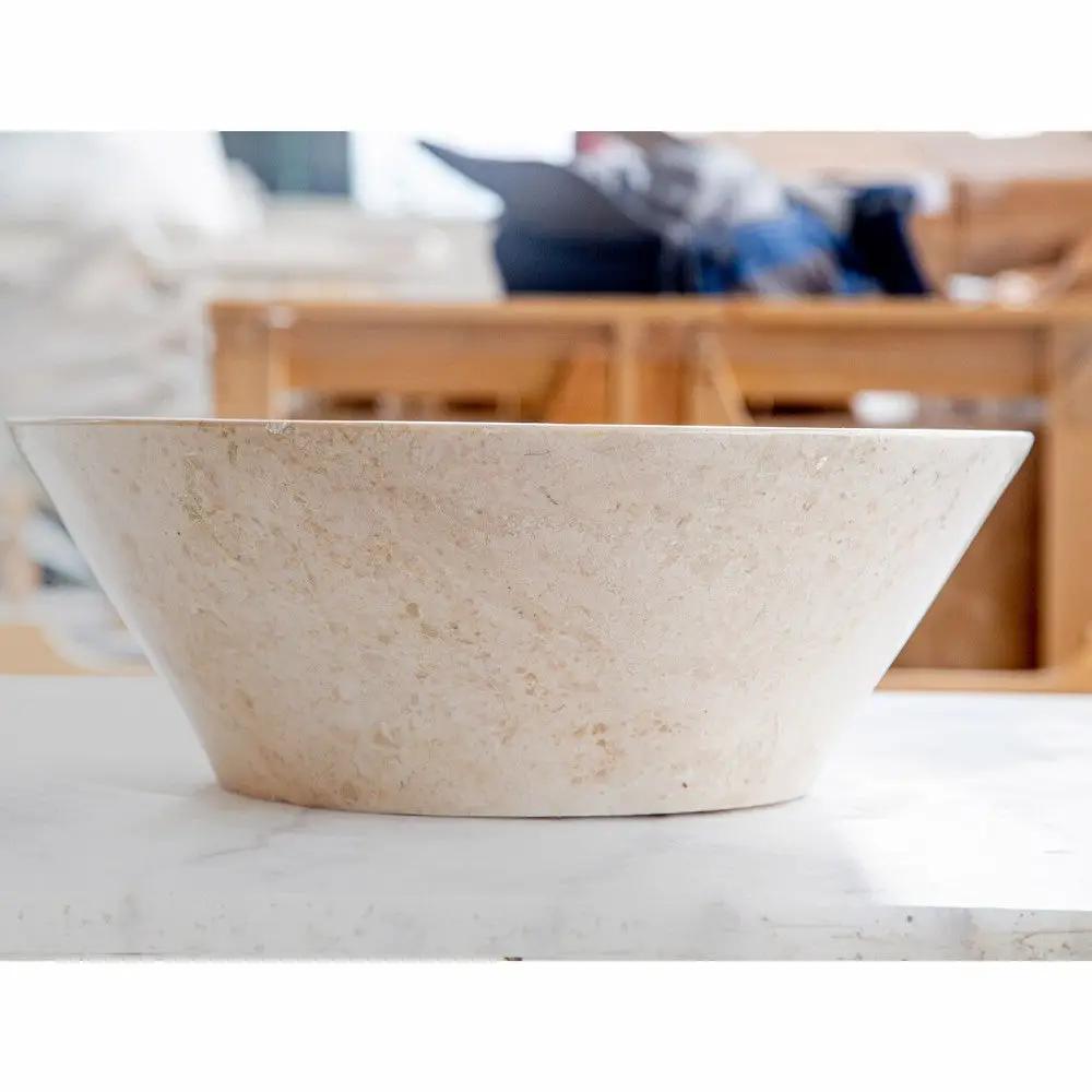 Cappuccino Beige Marble V-Shape Vessel Sink Polished Finish 16x6 by GobekDesign
