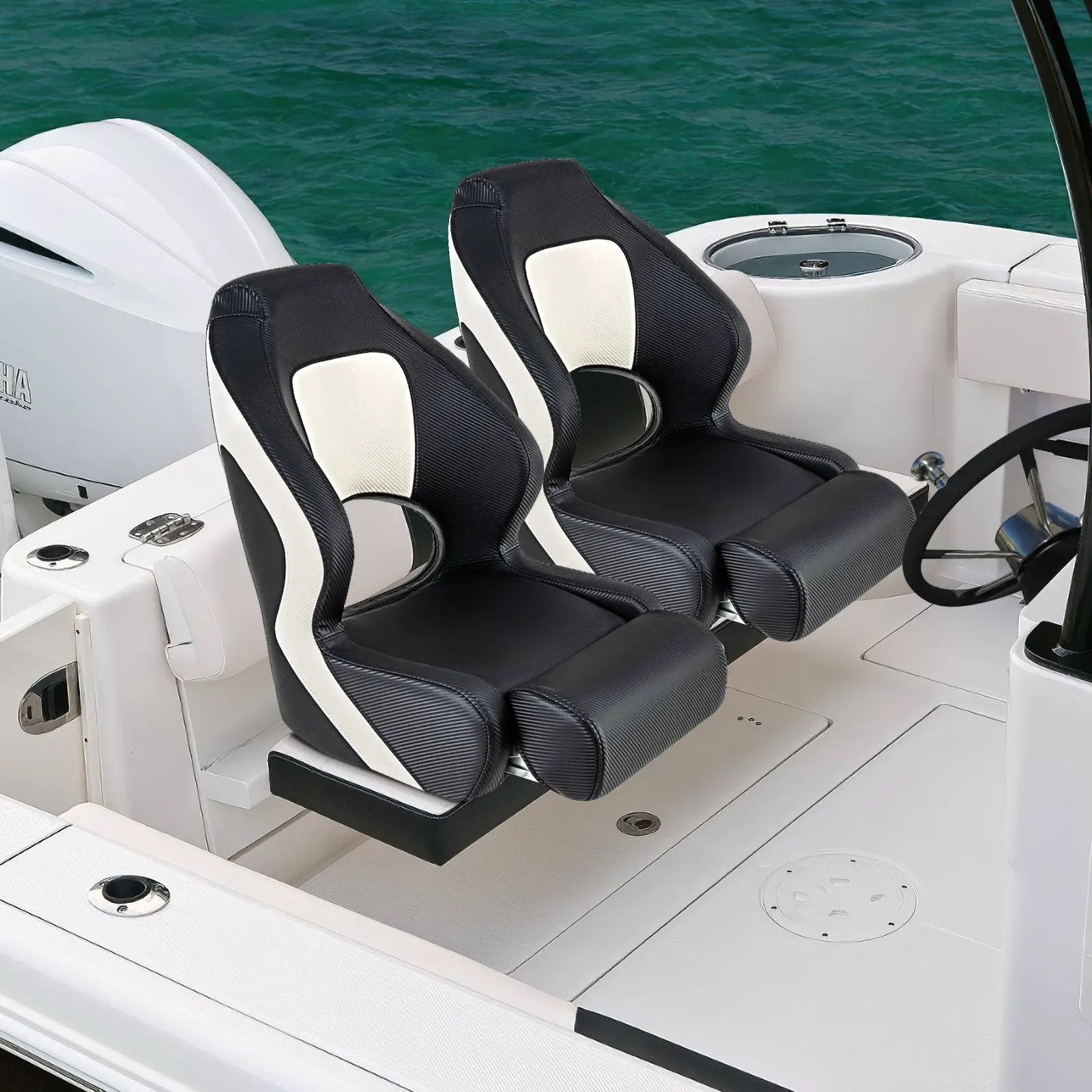 Captain Bucket Seat with Waterproof PVC Leather for Sightseeing Boat-Black by DirectDeals